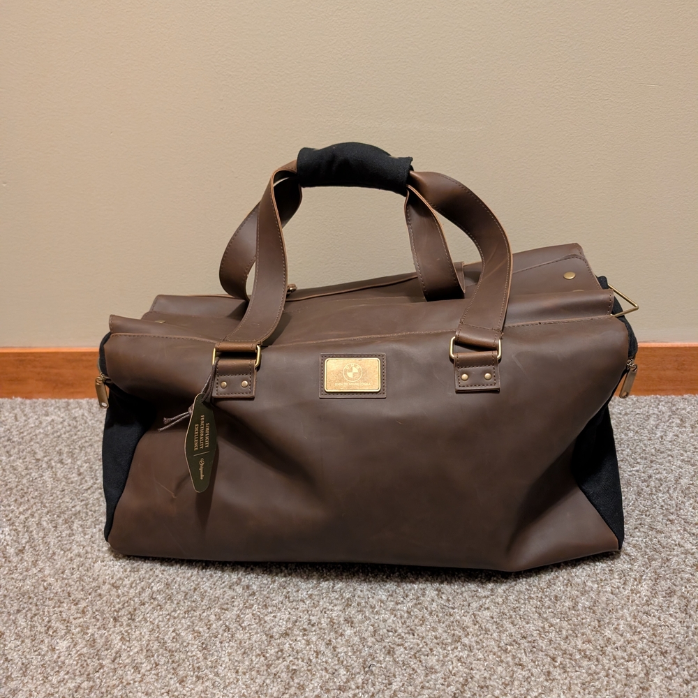 Elegant Brown Leather Duffel Bag